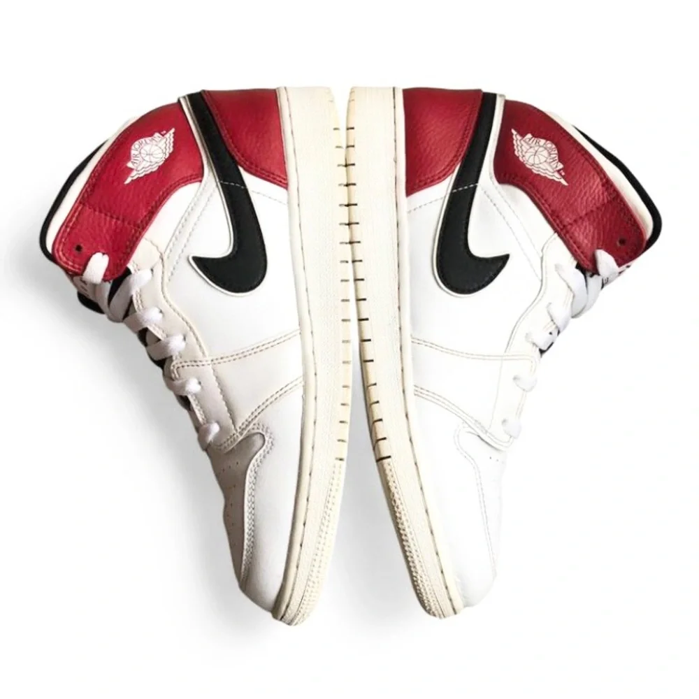 Size 7Y- Jordan 1 Mid White Chicago 2019 White Black Gym Red